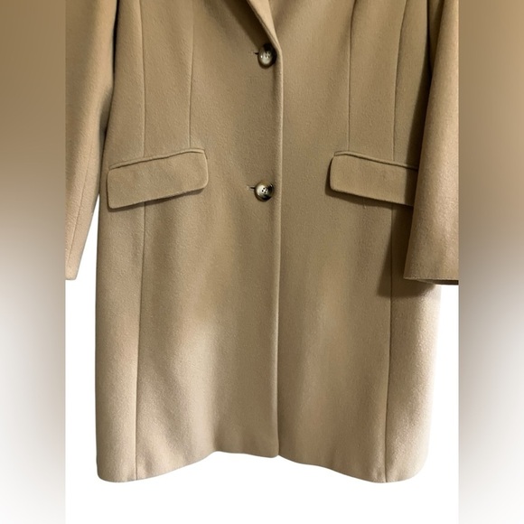 Wool Cashmere Blend Carmel Elegant Minimalist Career‎ Coat Pure Collection SZ 12 - Picture 4 of 11